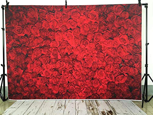 Avezano Red Rose Floral Wedding Photography Backdrop Valentine's Day Party Photo Backdrops Vinyl Cloth 14 February Background Photo Booth Props Pictures (7x5ft)