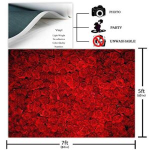 Avezano Red Rose Floral Wedding Photography Backdrop Valentine's Day Party Photo Backdrops Vinyl Cloth 14 February Background Photo Booth Props Pictures (7x5ft)