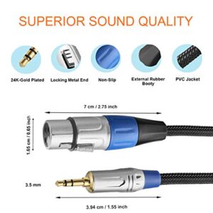 tisino XLR to 3.5mm Microphone Cable, XLR Female to 1/8 inch Mic Cord for Camcorders, DSLR Cameras, Computer Recording Device, and More - 3.3 feet