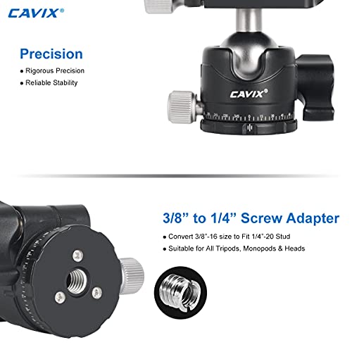 Low Profile Ball Head, CAVIX H-29S Camera Tripod Head Metal Ball Head with Arca Swiss Quick Release Plate Bubble Level Load Capacity 22 Lbs/10kg…