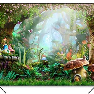 PASRLOLV 7x5ft Alice in Wonderland Backdrop, Fairy Tale Photo Backdrop, Forest Photography Background for Boy Girl Birthday Party Banner Newborn Baby Shower Decoration Photo Booth Prop, Vinyl