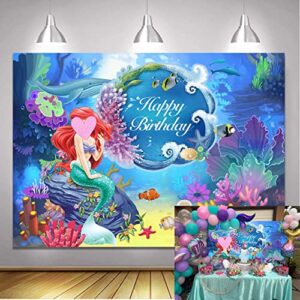 dost mermaid themed backdrop under the sea little mermaid backdrop mermaid princess girls birthday party decoration ariel mermaid photo backdrop(7x5ft), dost-cy257-7x5ft