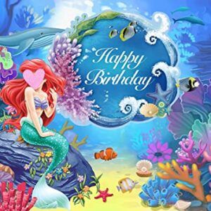 Dost Mermaid Themed Backdrop Under The Sea Little Mermaid Backdrop Mermaid Princess Girls Birthday Party Decoration Ariel Mermaid Photo Backdrop(7x5FT), Dost-cy257-7x5FT