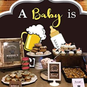 A Baby is Brewing Themed Photography Backdrop for Baby Shower Party Banner Decorations Vinyl 7x5ft Beer Bottle Rustic Wood Glitter Photo Background Photo Booth Studio Props Cake Table Supplies