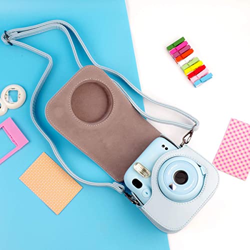 Protective & Portable Case Compatible with Fujifilm for Instax Mini 12/11 Instant Camera with Accessories Pocket and Adjustable Strap - Sky Blue