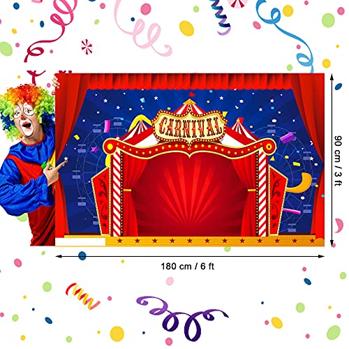 Big Circus Theme Party Decorations Carnival Circus Tent Backdrop Party Decorations Carnival Banner for Kids Birthday Party Decorations Supplies, 6 x 3 ft