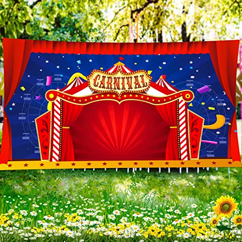 Big Circus Theme Party Decorations Carnival Circus Tent Backdrop Party Decorations Carnival Banner for Kids Birthday Party Decorations Supplies, 6 x 3 ft