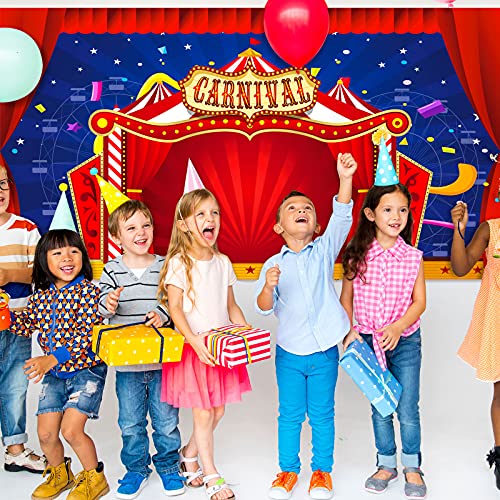 Big Circus Theme Party Decorations Carnival Circus Tent Backdrop Party Decorations Carnival Banner for Kids Birthday Party Decorations Supplies, 6 x 3 ft