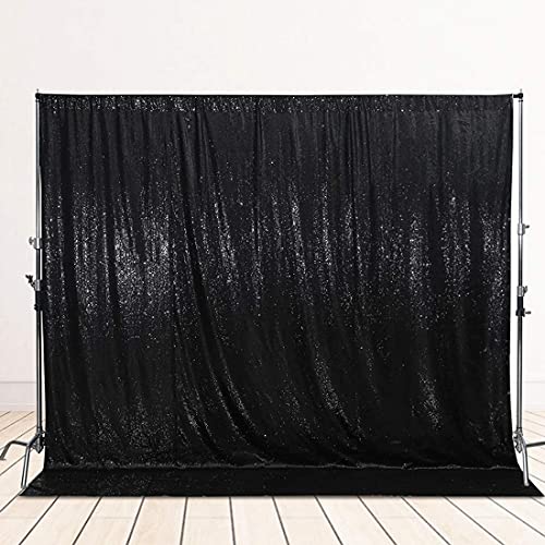 Black Sequin Backdrop (6Ft x 6Ft),Thick Satin Black Sequin Photo Backdrop Curtain,Sparkly Opaque Photography Curtain, Non-Transparent Sequence Xmas Thanksgiving Backdrop for Wedding Party Decor