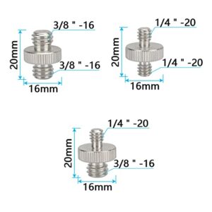 CAMVATE 1/4" Male to 1/4" Male & 1/4" Male to 3/8" Male & 3/8" Male to 3/8" Male Thread Screw Adapter for Camera Tripod - 1230