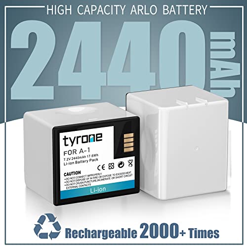 tyrone Arlo Pro Battery Replacement，Rechargeable Li-ion Batteries for Arlo Pro, 7.2V 2440mAh Replacement Battery Compatible with Arlo Pro/Arlo Pro 2 Camera VMA4400