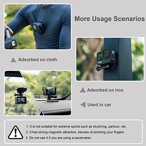 UNIXYZ Magnetic Snap Mount with Lanyard Strap for GoPro, Fence Backpack Chest Hat Neck Body Clip Mounting for Go Pro Max Hero 11 10 9 8 7 6 5 Black, DJI Action 2 3, Insta360 X 2 X3 Accessories