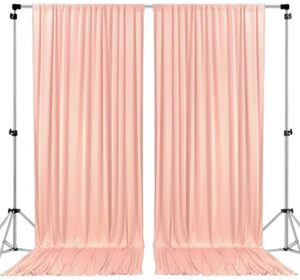 ak trading co. 10 feet x 10 feet polyester backdrop drapes curtains panels with rod pockets – wedding ceremony party home window decorations – peach