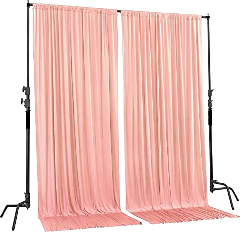 AK TRADING CO. 10 feet x 10 feet Polyester Backdrop Drapes Curtains Panels with Rod Pockets - Wedding Ceremony Party Home Window Decorations - Peach