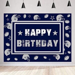 football backdrop for birthday party, 7x5ft/2.1×1.5m new vinyl, blue and white gray helmet stars photography background, sports fans party decor supplies banner photo shooting props bjzyst203