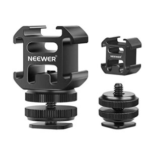 neewer camera hot shoe mount adapter with triple cold shoe mounts for mic led video light field monitor, aluminum alloy shoe mount compatible with canon nikon sony dslr camera camcorder
