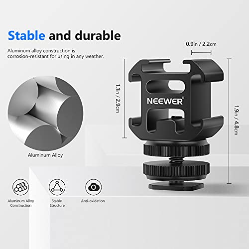 NEEWER Camera Hot Shoe Mount Adapter with Triple Cold Shoe Mounts for Mic LED Video Light Field Monitor, Aluminum Alloy Shoe Mount Compatible with Canon Nikon Sony DSLR Camera Camcorder