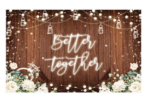 allenjoy better together backdrop bridal shower wedding white floral theme party decorations rustic wood flowers banner photography background photobooth supplies