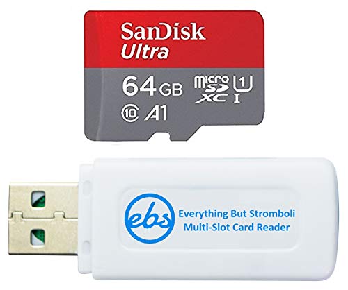 SanDisk Ultra 64GB Micro SD Card for Motorola Phone Works with Moto G Power (2021), One 5G Ace, Moto G Play (SDSQUA4-064G-GN6MN) Bundle with (1) Everything But Stromboli MicroSDXC Memory Card Reader