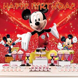 Mickey Mouse Backdrop Cartoon Mouse Colorful Dots Photography Backdrop 1st 2nd 3rd Birthday Party Supplies for Girl Boy Baby Shower Photo Background Photography Banner Decorations 7x5ft