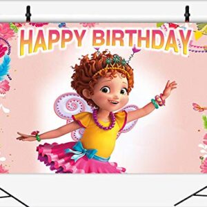 Fancy Nancy Theme Baby Girls Princess Birthday Party Banner Photo Background Decorations Flower Sweet Pink Photography Backdrop Photo Booth Cake Table Supply Vinyl 5x3ft