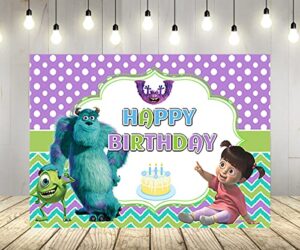 purple monster inc backdrop for birthday party supplies monster inc and boo baby shower banner for birthday party decoration 5x3ft