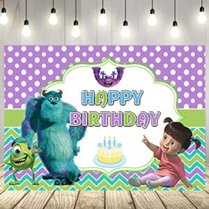 Purple Monster Inc Backdrop for Birthday Party Supplies Monster Inc and Boo Baby Shower Banner for Birthday Party Decoration 5x3ft