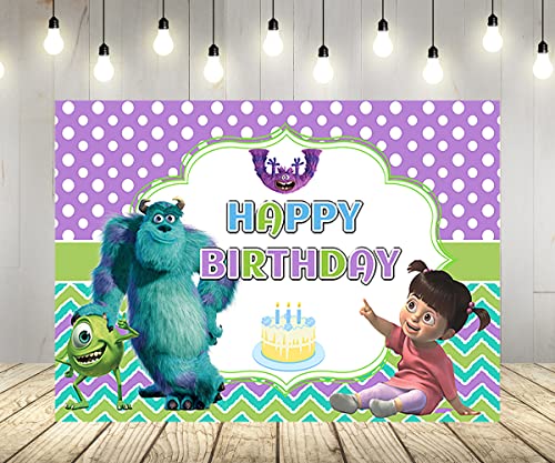 Purple Monster Inc Backdrop for Birthday Party Supplies Monster Inc and Boo Baby Shower Banner for Birthday Party Decoration 5x3ft