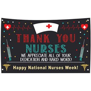 nurse appreciation week banner backdrop decorations – happy national nurses week banner decoration thank you nurses banner for medical doctor nursing party decorations
