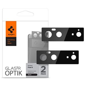 spigen camera lens screen protector [glas.tr optik] designed for pixel 6 – black [2 pack]