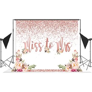 Lofaris Rose Gold Miss to Mrs Bridal Shower Photography Backdrop Pink Floral Glitters Confetti Wedding Bride to Be Engagement Photography Background Party Banner Photo Booth Prop 7x5ft