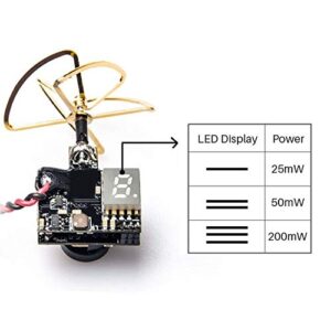 AKK Micro FPV AIO Camera (600TVL) and 5.8G 0/25/50/200mW Switchable Transmitter with Clover Antenna for FPV RC Car FPV Racing Drone Quadcopter Micro RC Plane Whoop Blade Inductrix
