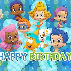 TAUERGULE 5x3ft Cartoon Bubble Guppies Theme Photography Backdrop Ocean Bubble Children Princess Happy Birthday Party Decoration Photo Background Studio Banner