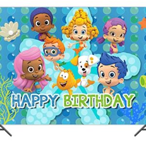 TAUERGULE 5x3ft Cartoon Bubble Guppies Theme Photography Backdrop Ocean Bubble Children Princess Happy Birthday Party Decoration Photo Background Studio Banner