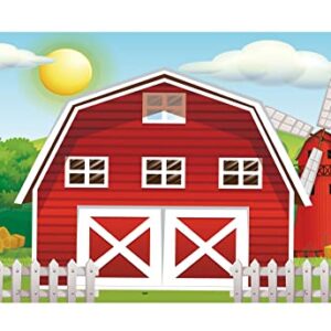 Funnytree Cartoon Red Farm Animals Party Backdrop Children Birthday Background for Photography Decorations Photobooth Banner Photo Studio Props