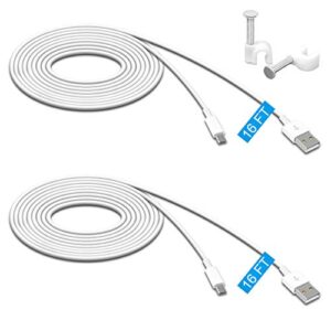 2 pack 16.4ft power extension cable for wyze cam pan,for wyze cam pan v2,for wyzecam,for wyze cam v3,for kasa cam,for yi dome home,for furbo dog,for nest cam,usb to micro usb charging data sync cord
