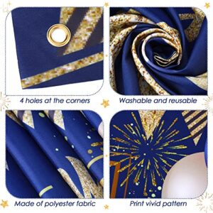 Blue 60th Birthday Decoration Banner for Men Women, Navy Blue Gold Happy 60th Birthday Banner Backdrop, Large Blue Sixty Years Old Birthday Anniversary Banner Photography Background Party Décor