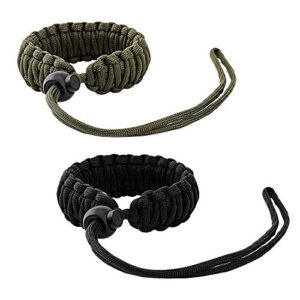 moko universal paracord camera wrist strap lanyard – [2 pack] nylon braided adjustable camera hand grip strap for nikon/canon/sony/minolta/panasonic all dslr/digital cameras, black/army green