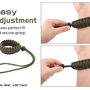 MoKo Universal Paracord Camera Wrist Strap Lanyard - [2 Pack] Nylon Braided Adjustable Camera Hand Grip Strap for Nikon/Canon/Sony/Minolta/Panasonic All DSLR/Digital Cameras, Black/Army Green