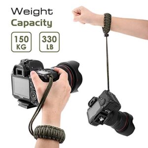 MoKo Universal Paracord Camera Wrist Strap Lanyard - [2 Pack] Nylon Braided Adjustable Camera Hand Grip Strap for Nikon/Canon/Sony/Minolta/Panasonic All DSLR/Digital Cameras, Black/Army Green