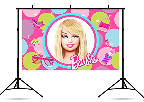 Pink Backdrops for Barbie Birthday Party Decorations Supplies Barbie Baby Shower Photo Background for Girl Lady Birthday Party Cake Table Decorations Barbie Birthday Banner 5x3ft