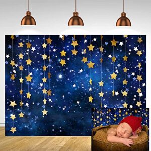 twinkle twinkle littler star backdrops navy blue galaxy starry sky gold glitter little star photography background adults kids birthday party decor baby shower backdrop starry backdrop7x5ft (blue)