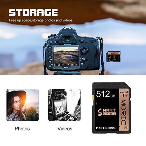 512GB SD Card Memory Card High Speed Security Digital Card Class 10 for Camera,Vlogger&Videographer and SD Card Devices(512GB)