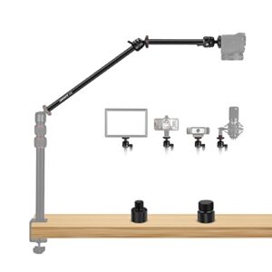 neewer flexible arm mounts on any camera desk mount stand/tripod for overhead photography, detachable 3-section magic arm with 1/4” 3/8” 5/8” interface for webcam, camera, led light, microphone – a163