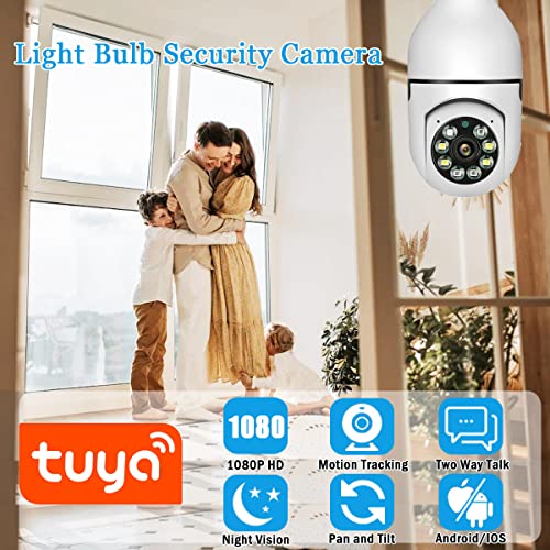 YOBANSE Light Bulb Security Camera, 360 Degree Light Bulb Camera WiFi Outdoor, 1080P Panoramic Wireless Home Surveillance Cameras, Two Way Audio, Night Vision, Smart Motion Detection and Alarm E27