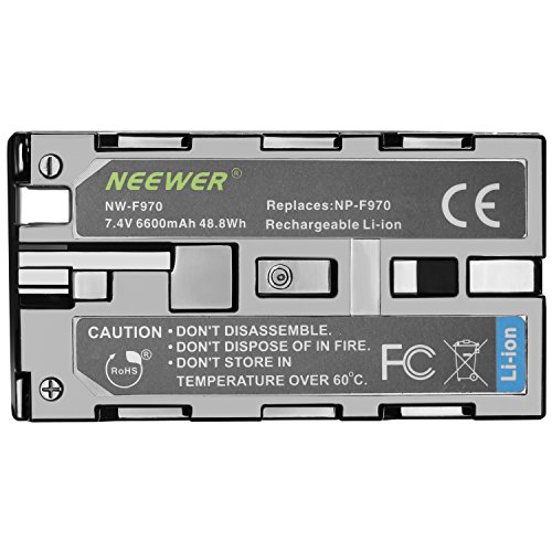 Neewer 6600mAh Li-ion Battery, Replacement Battery for Sony NP-F970 NP-F960 NP-F975 NP-F570 NP- F750 NP-F770, Suitable for Neewer CN160 NW759 74K 760 FW759 74K 760 LED Video Light, Monitor