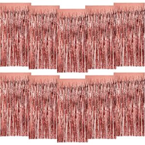 10 pcs rose gold fringe curtain 3.2 x 8 feet rose gold party streamers rose gold birthday backdrop party curtain decorations metallic backdrop curtains for wedding engagement bachelorette party