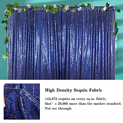 AMZLOKAE Sequin Curtains 2 Panels 2FTx8FT Navy Blue Sequin Curtain Backdrop Sequin Window Curtains Photography Backdrop Glitter Backdrop for Birthday Party Navy Fabric Sparkle Sequin Backdrop