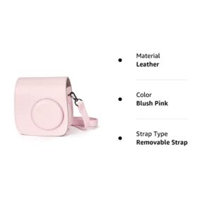 Phetium Protective Case Compatible with Instax Mini 7+ 7s 7c Instant Film Camera/Polaroid PIC-300, Premium Vegan Leather Bag Cover with Removable Strap (Blush Pink)