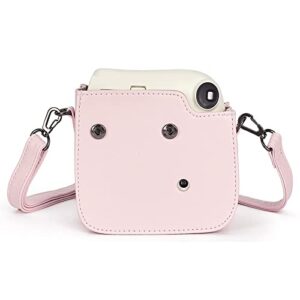 Phetium Protective Case Compatible with Instax Mini 7+ 7s 7c Instant Film Camera/Polaroid PIC-300, Premium Vegan Leather Bag Cover with Removable Strap (Blush Pink)